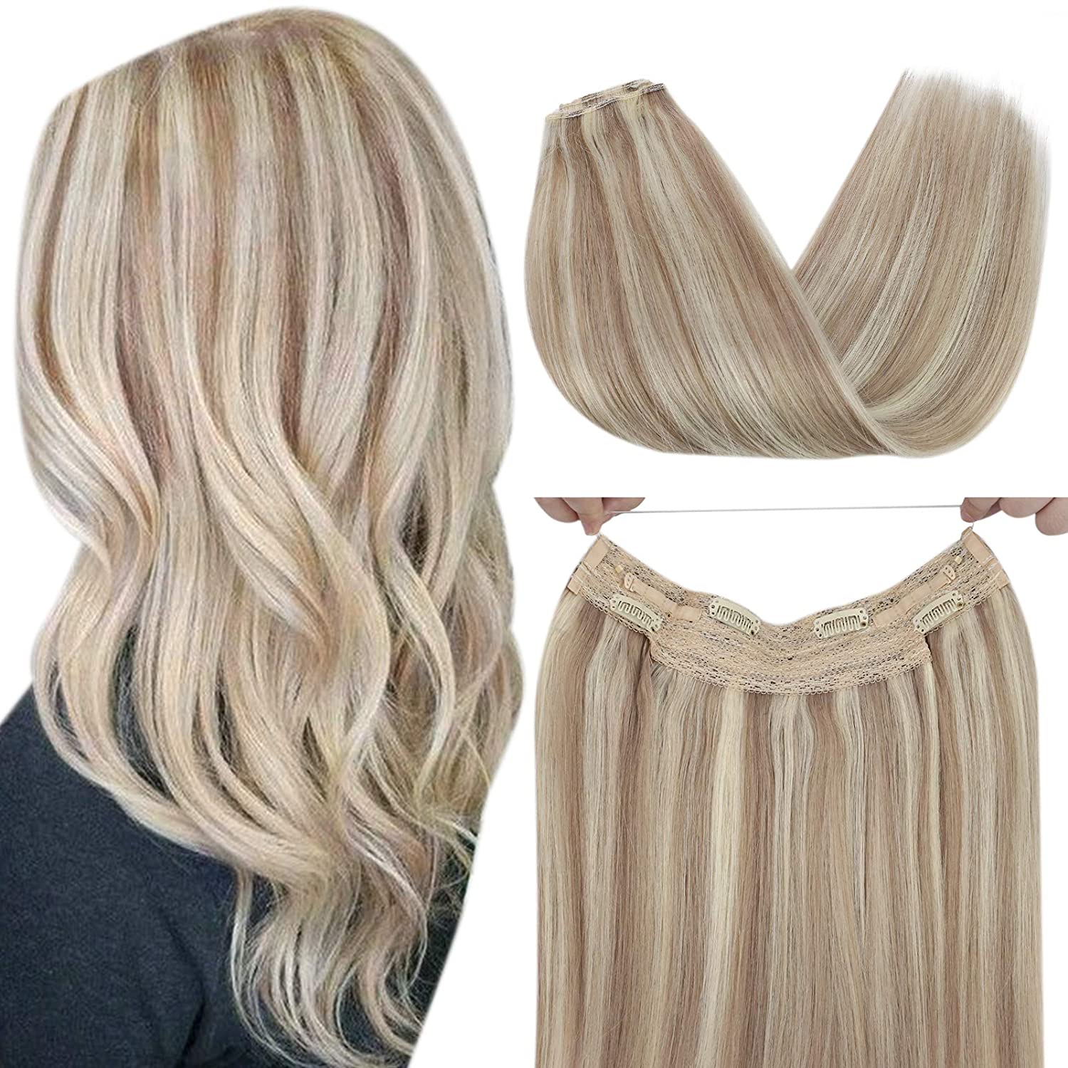 Remeehi® INVISIBLE HAIR EXTENSIONS-Invisible Halo Remy Hair Highlight Color
