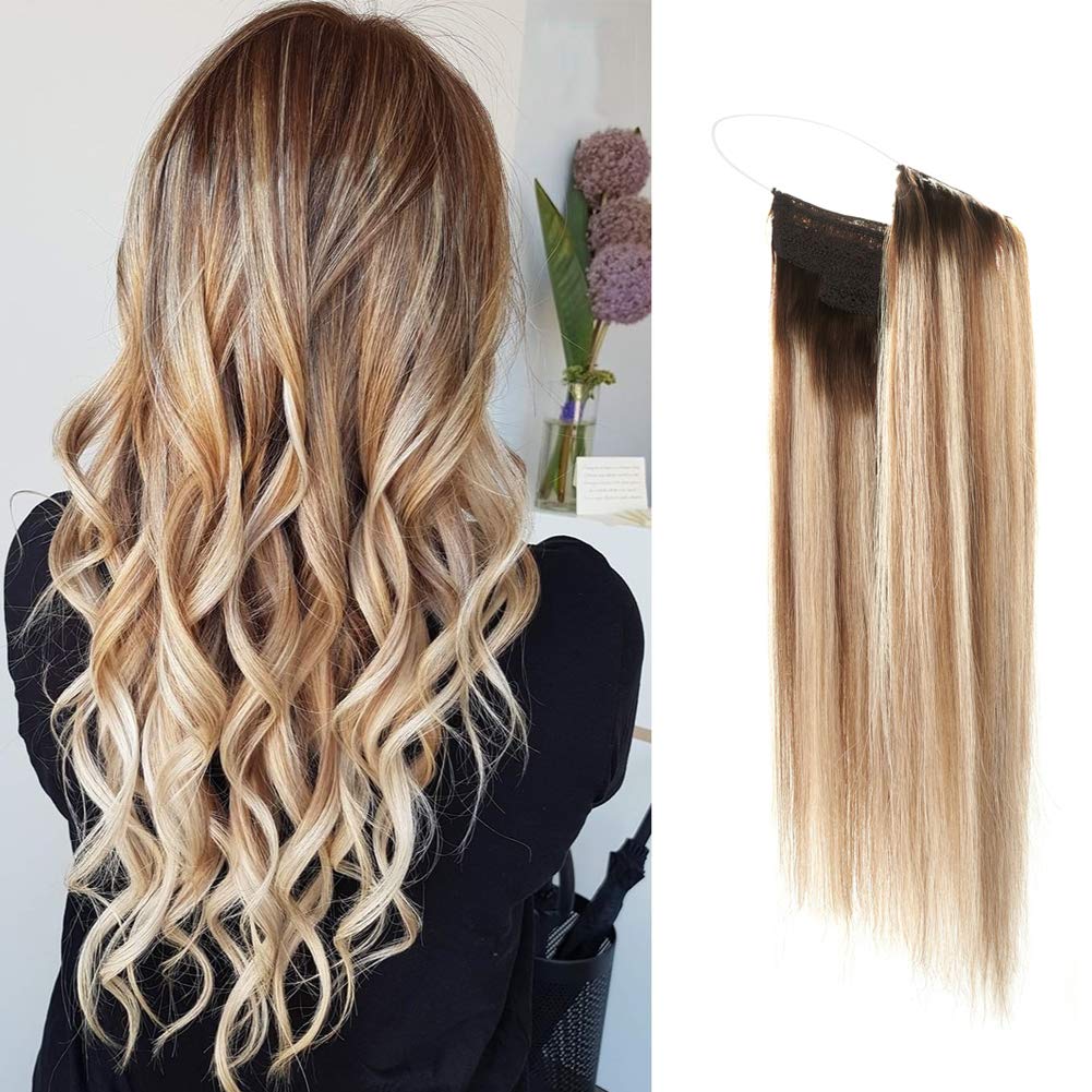 Remeehi® INVISIBLE HAIR EXTENSIONS-Invisible Halo Remy Hair Balayage Color