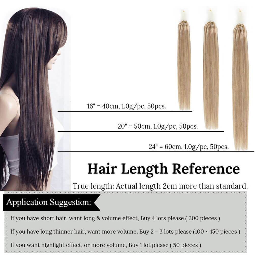 Remeehi® MICRO LOOP HAIR EXTENSIONS-Micro Loop Ring Remy Hair